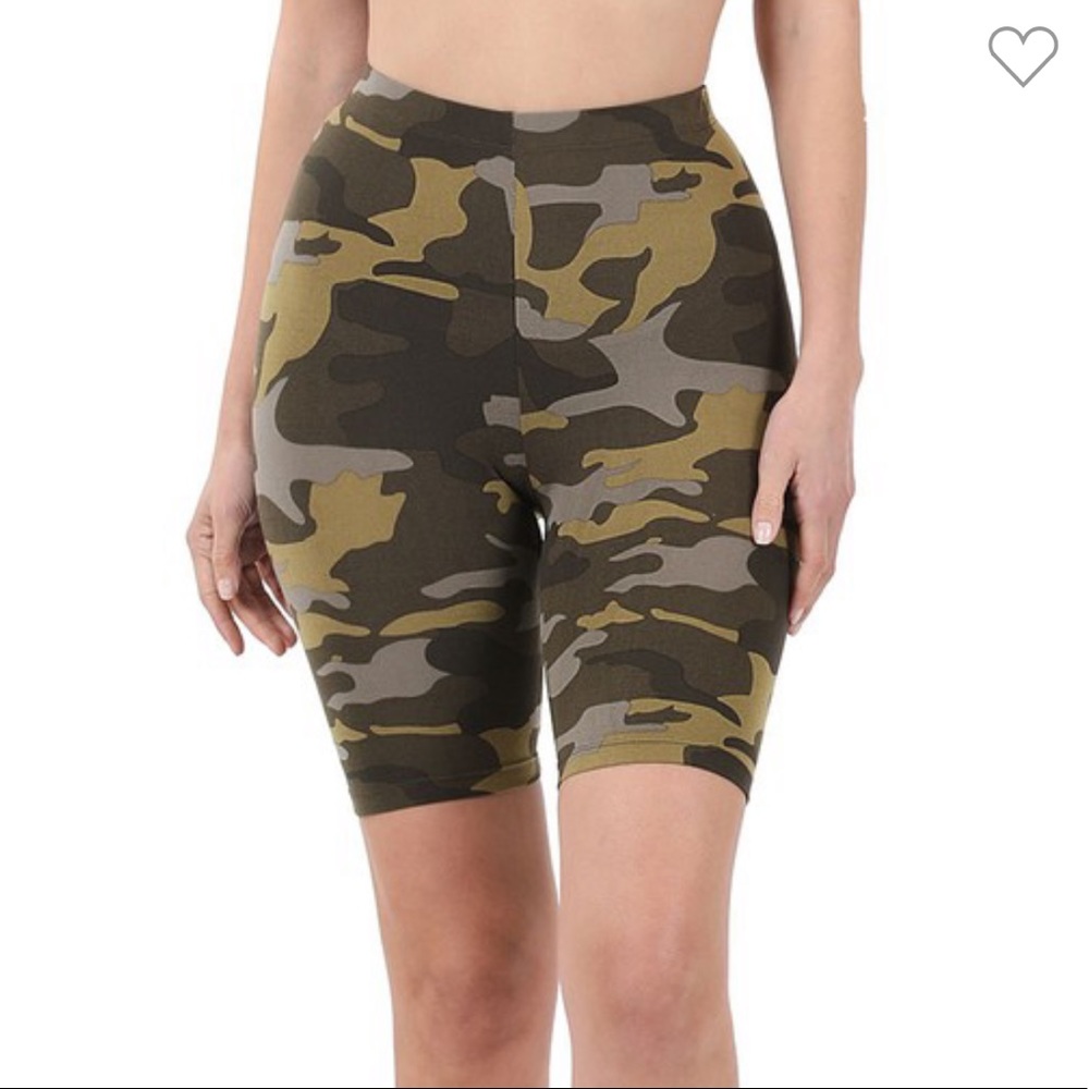 Camouflage Print Biker Shorts